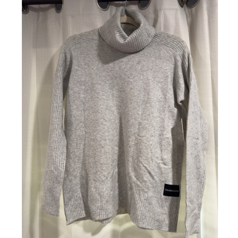 Calvin Klein Jeans Womens Gray Ribbed Turtleneck Sweater XS NWT